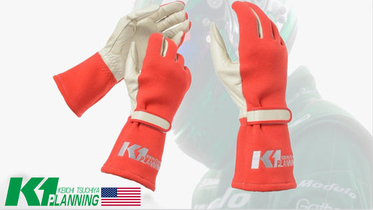 K1 Planning - RED DRIFT KING Racing Gloves - NO AUTOGRAPH *PREORDER*